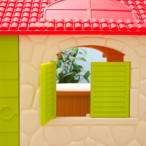 eyepower Kinderspielhaus mit Tisch und 2 Bänken Spielhaus Fenster im Detail