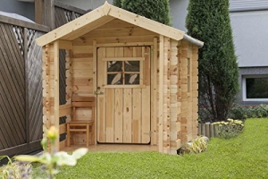 Frontansicht Kinderspielhaus - 1,75 x 1,30 Meter aus Blockbohlen