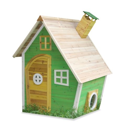 Kinderspielhaus NELE - Spielhaus aus Holz in Grün - Frontansicht