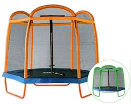 SixBros. SixJump 2,10 M Gartentrampolin Orange Trampolin mit Sicherheitsnetz Farbvarianten