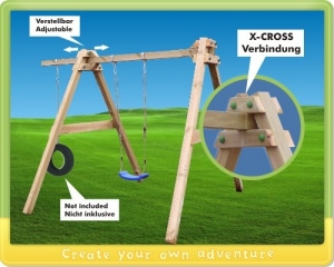 Detailansicht Seite WICKEY SkyBob 240 Holzschaukel massives Schaukelgestell