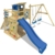 WICKEY Spielturm Smart Camp - Klettergerüst mit Stelzenhaus, massivem Holzdach, Schaukel, Sandkasten, Kletterwand, blauer Plane und blauer Wellenrutsche - 4